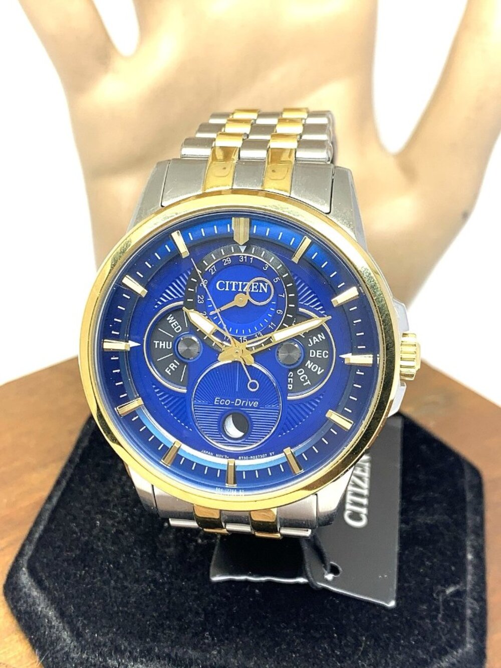 Citizen Men's Watch BU0054-52L Eco Drive Blue Dial Two Tone Calendar Moon Phase